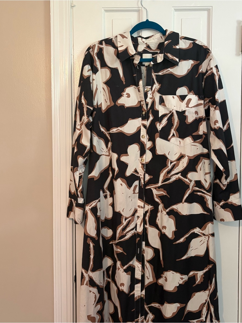 Maeve by Anthropologie Soren Long-Sleeve Shirt Dress Black Floral - Large - Picture 4 of 12